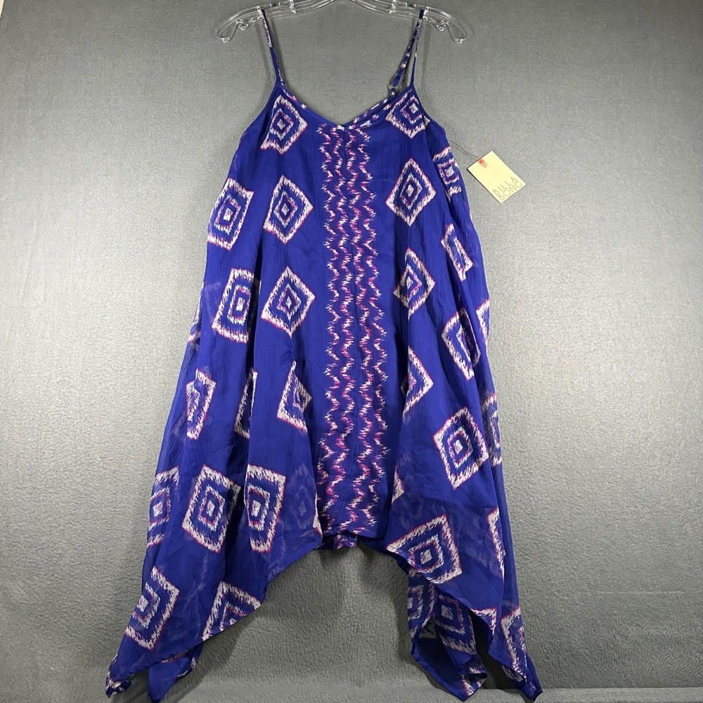 Billabong Handkerchief Hem Maxi Dress Small Royal Blue Geometric Print Cover Up